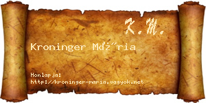 Kroninger Mária névjegykártya